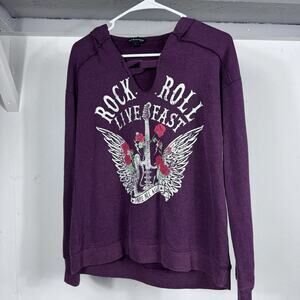 Rock & Republic Rock & Roll Maroon Hoodie Small